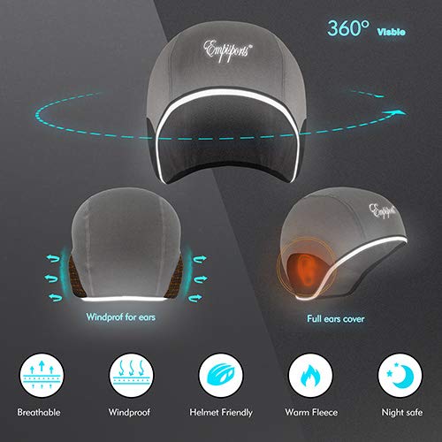 Empisports Thermal Helmet Liner Skull Cap Ears Windproof Protection Winter Warm Cycling Running Skiing Beanie Winter (Lt Gery Mel., 1) #TOP1