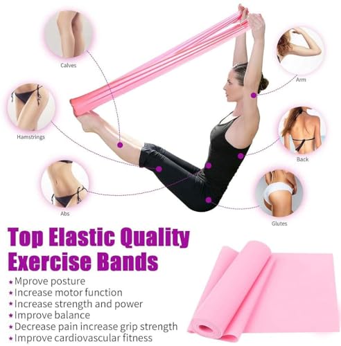 Image of Medgears Resistance Band for Beginner Light Exercise Band - 5 Feet Each, (Material: Latex Free Rubber) (Pink)