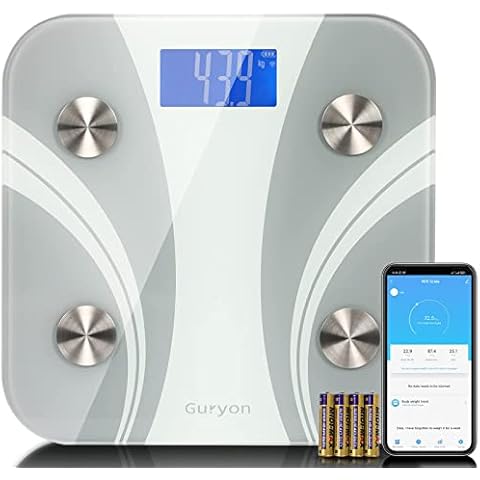 Scales for Body Weight, Digital Bathroom Scales for Body Weighing, Body Composition Monitors with Smartphone App, Up to 180KG/400LB for Body Composition Analyzer, Fitness Tracking, White Cover