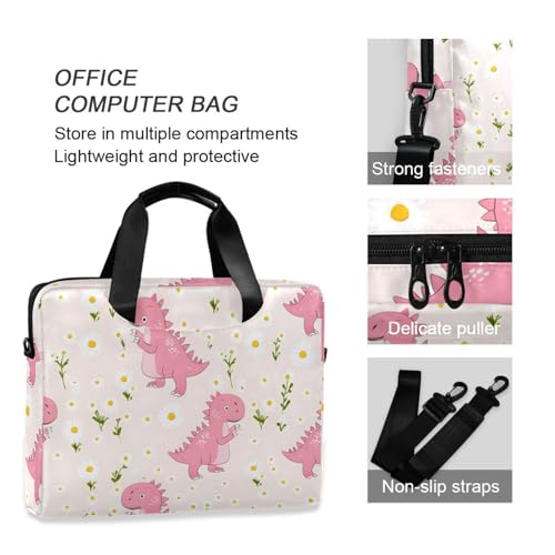 Bolsa maletín para laptop rosa diseño dinosaurio 13-15.6" miniatura 6