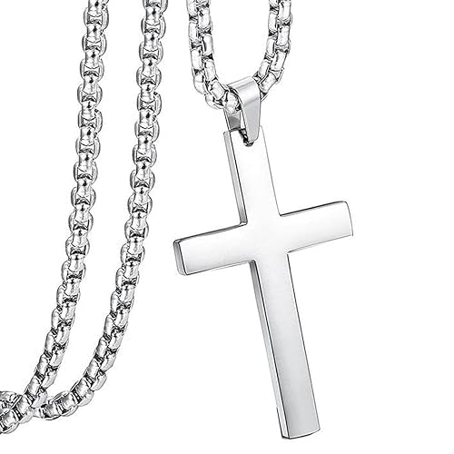 Cross Necklace for Men Anti Silver Cross Pendant with Neck Chain | Christian Holy Cross Necklace Pendant for Boys-image-35