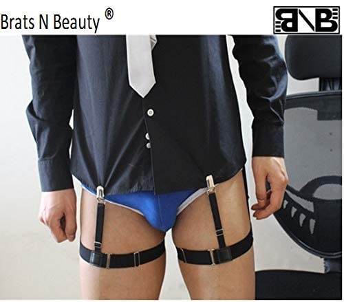 JMP Adjustable Men's Shirt Stays Garters Elastic Nylon Adjustable Slim Fit Shirt Holders Crease-Resistance Belt Stirrup (Black) 3