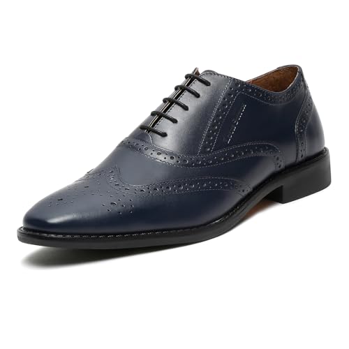 Image of LOUIS STITCH Men's Formal Lace-Up Wingtip Brogues | Handmade Italian Leather Shoes | Premium Oxford Dress Shoes for Men | Business, Wedding Sizes 6-12 |RXBG