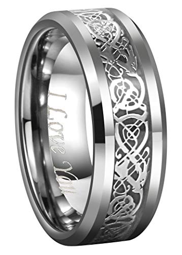 Bague carbure de tungstène gravée I Love You le cadeau idéal pour homme CROWNAL