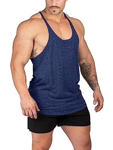 Muhshoiy Camisetas de Tirantes para Hombre,Camiseta sin Mangas Tirantes,Fitness Deportivo Gimnasio Tops Camisetas T-Shirts Chaleco Gym rápido/Azul/M