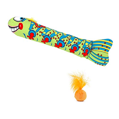 Jouet pour Chat, ThxMadam Jouet pour Chat Interactif Poisson Balle Jouet à l'herbe à Chat Jouet à Plumes pour Chat Jouet pour Chat Cataire Catnip Cat Toy Interactive Fish Ball Cat Scratch Chew Crinkle Cover