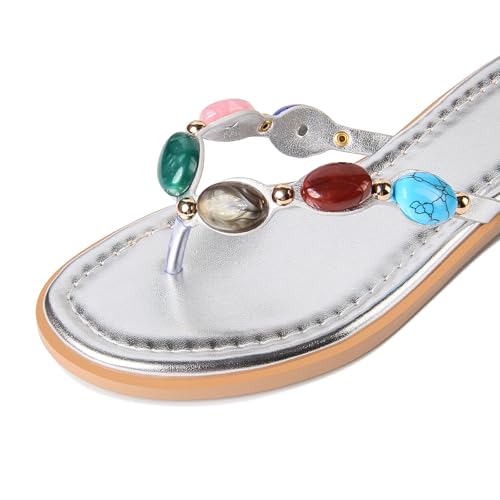 Image of DREAMSTORY Womens Beaded Flip Flops Beach Jeweled Thong Sandals
