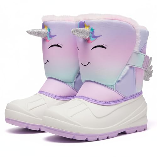 MORENDL Kids' Snow Boots Insulated Waterproof Fur Lined Warm Anti-Slip Winter Shoes for Boys and Girls Outdoor Walking(Toddler/Little Kid)