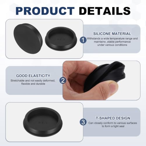 Image of MECCANIXITY 4pcs T-Shaped Silicone Plugs 81.3mm 3-3 /16 Inch Dia Snap in Plug Hole Seal Cover Round Rubber Stopper for 80-81.3mm Holes Kitchen Rubber Bulkheads Waterproof Sealing, Black