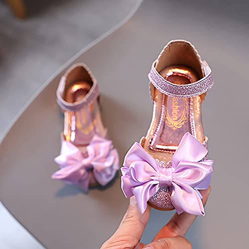 Princess Shoes for Kids Princess Girls Sandals Bling Knot Infant Shoes Kids Baby Toddler Girl's Shoes (Purple-b, 21)2