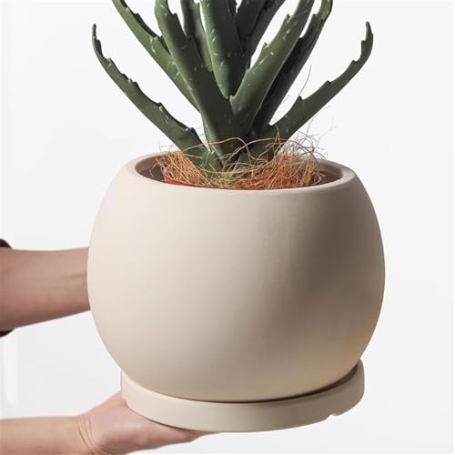 Pot de fleur en céramique beige pour jardinage de balcon chic - 4