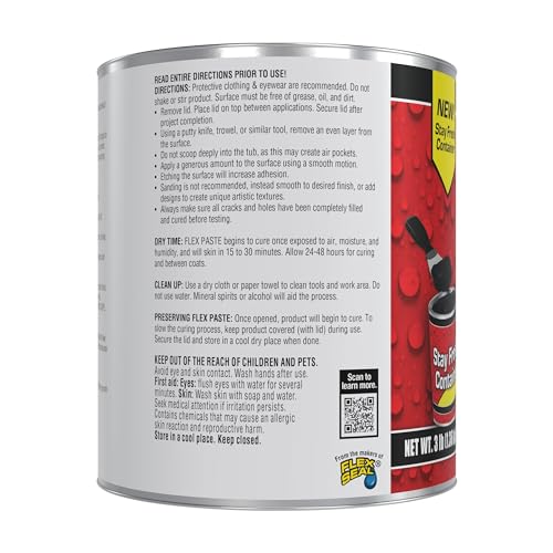 Flex Paste, Waterproof Paintable Putty, Spackle Sealant, Fill Gaps Cracks Holes - Block Out Water and Air - UV Resistant - Walls, Drywall, EPDM, Concrete, Roof, RV Repairs, Black, Quart