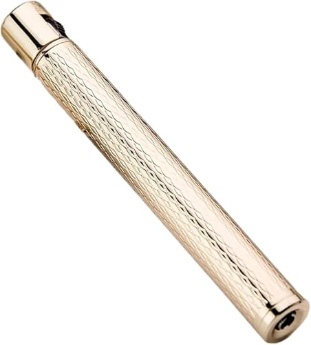 Cylindrical Butane Lighter, Gentle Flame, Flicker Ignition, Reusable, Adjustable Flame, Compact and Portable.(Gold)