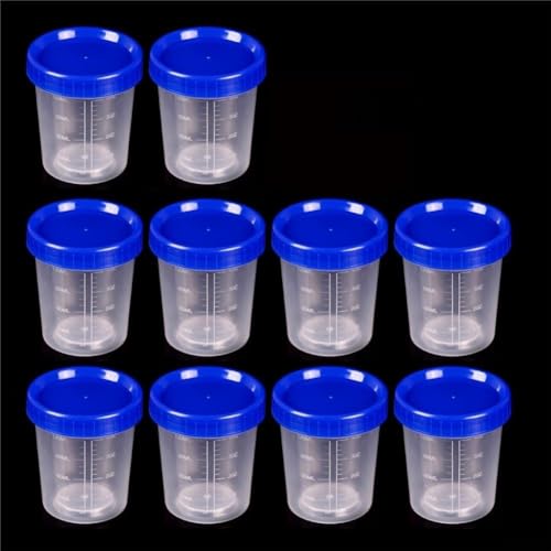 Lot de 10 pots d'échantillons d'urine en plastique de 120 ml avec couvercles pour cuisine et utilisation expérimentale (1)