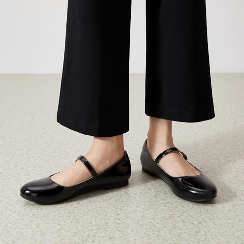 Image of Rekayla Flats for Women Mary Jane Shoes Women Round Toe Ballet Flats with Buckle Strap Comfortable Dress Shoes for Work Casual Daily Wear