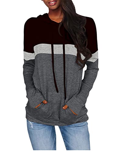 Pinkmstyle Sport Outfit For Women Casual Color Block Sweatshirts Pullover Long Sleeve Tunic Tops S-Xxl Black Medium #TOP1