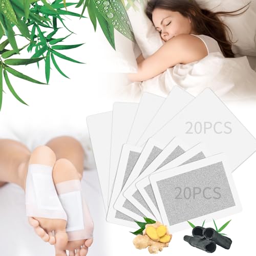 20 parches desintoxicantes para pies originales, almohadillas naturales de limpieza profunda para pies, desintoxicación para pies, desintoxicación, para limpieza corporal, sueño profundo, almohadillas