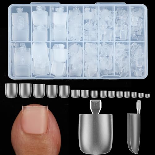 ASONRL 300 Pcs Gel X Toe Nail Tips 15 Sizes Extra Wide Large Toenail Tips Full Cover Matte Clear No-file Needed DIY Artificial Nails for Toes Square Shape False Toenails Tips