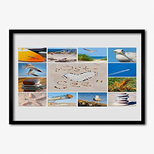 Affiche encadrée 70x50 cm ocean beach gulls paysage pour decoration murale