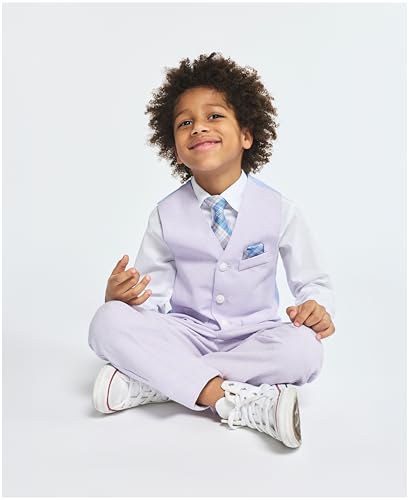 Image of Nautica Boys' 4-piece Formal Suit Set with Vest, Pants, Collared Dress Shirt, and Tie