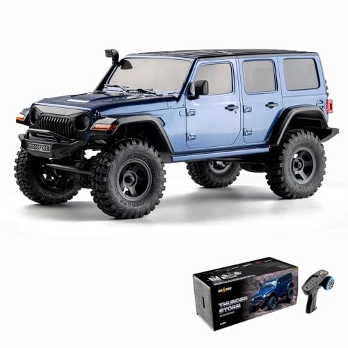 WOWRC 1/18 Thunder Storm RC Crawler, 4X4 Off Road RC Rock Crawler,Waterproof All Terrain RC Cars with 2S 380mah Battery, Charger for Adults, RTR (Blue)