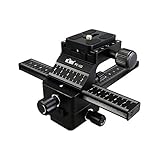 Ausgestattet mit zwei 16 cm Schienen, ideal für Makro-Fotografie.