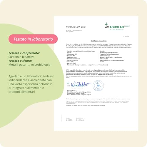 SILICIO Organico Vegavero® | 100% NATURALE | 300 mg | da Bamboo Biologico | 120 capsule | Integratore Capelli, Pelle e Unghie | Vegan - 4