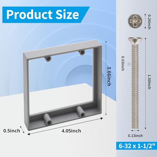 1/2” Double Gang Receptacle Outlet Box Extender,Gray Electric Boxes Extender for Outlets with Screws,Complies with Applicable Electrical Codes,3Pack