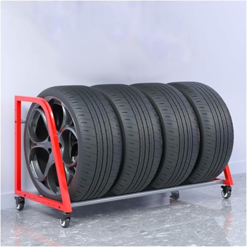 Regale, Rollendes Autoreifen-Lagerregal, Organizer-Halter für Schnee- und Winterreifen/Kann 4 Naben aufnehmen, LKW-Reifenständer für Garage, Werkstatt, Keller