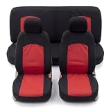 Auto Accessori Lupex - Coprisedili Auto Universali | Colore Rosso | Set Fodere Copri Sedili Anteriori e Posteriori | Tessuto Poliestere | No Suv