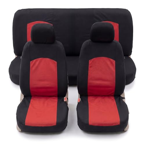 Auto Accessori Lupex - Coprisedili Auto Universali | Colore Rosso | Set Fodere Copri Sedili Anteriori e Posteriori | Tessuto Poliestere | No Suv