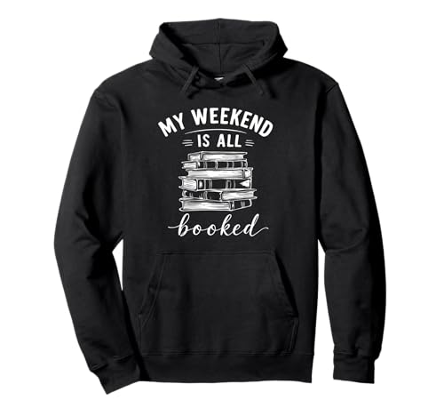 Funny Vintage Book Stack My Weekend is All Bookworm Pullover Hoodie