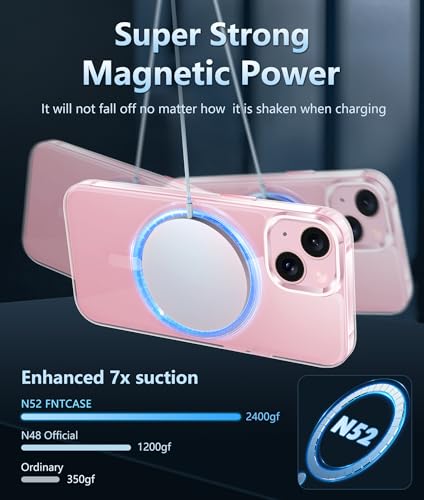 Image of FNTCASE for iPhone 15 Plus Case: Clear Magnetic Phone Cases Compatible with Magsafe Slim Anti Yellowing Military Grade Drop Protection Rugged Protective Transparent Cell Phone Cover (C-A Pink)