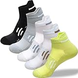 QUPOLPOL Calzini Running Uomo 5-Paia – Calze Sportive Traspiranti Anti-Scivolo Corti, Imbottite & Elastiche per Corsa, Palestra e Fitness (Taglia Unica EU 39–44)