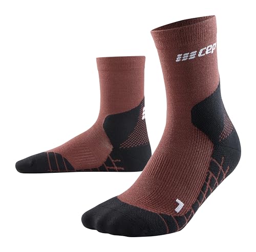 CEP - HIKING LIGHT MERINO MID CUT SOCKS REDESIGN für Damen | Bessere Stabilität dank Wandersocken mit Kompression | Trekkingsocken für leichte Beine in braun | M