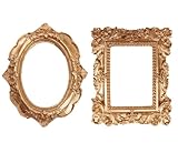 TMTGTS Marco de fotos de resina, 2 unidades, estilo vintage, ovalado/rectangular, antiguo, barroco, adornado, para bodas, decoración de habitaciones, recuerdos (Mixed1#)
