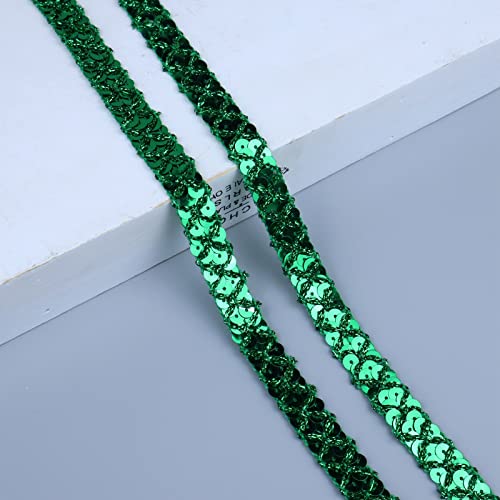 Sewdiytr Sequin Lace Ribbon Metallic Glitter Braid Trim For Sewing Christmas Home Decoration 10 Yards (Green) #TOP3