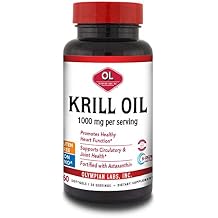 Olympian Labs Antarctic Krill Oil, 1000mg Caps with Astaxanthin, Omega-3, EPA, DHA, Immune, Joint & Brain Support, 60 Softgels