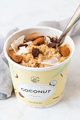 Mylk Labs - Cinnamon Coconut Instant Oatmeal Cups - Gluten Free, High Fiber, High Protein, Non Gmo, Low Sugar, Quick Breakfast Oats - 12 Pack #TOP4