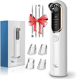 Blackhead Remover Pore Vacuum YCCU Facial Pore Cleaner Electrical Acne Comedone Whitehead Extractor with 4 Suction Power & 4 Probes Led Screen & USB Rechargeable Blackhead Vacuum Kit for Women & Men