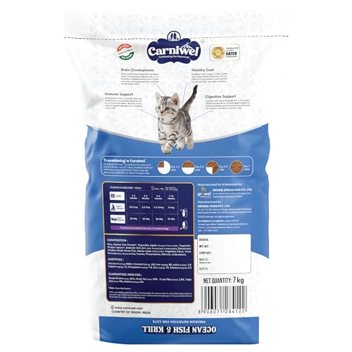 Image of Carniwel Ocean Fish & Antarctic Krill Kitten Dry Cat Food 7 kg | Fresh & Natural Ingredients | Highly Palatable | Supports Healthy Skin & Glossy Coat | Premium Nutrition for Cats