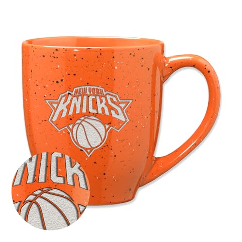 Rico Industries NBA Basketball New York Knicks Alternate 16 oz Team Color Laser Engraved Speckled Ceramic Coffee Mug