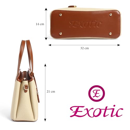 Image of EXOTIC Evara Structured Satchel Handbags with Adjustable & Detachable Strap | Textured Finish | Multi-Compartment | Premium Everyday Carry