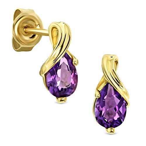 Orecchini Oro Giallo Vero 9KT 375 GR 0,90. Gocce Ametista Naturali Viola Brillante CT. 0,69. La lavorazione artigianale dei Gioielli Miore possono avere minime differenze di pesi e dimensioni.