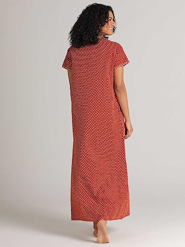 Image of Evolove Women's Cotton Long Maxi Night Gown Nighty Dress with Pocket & Stylish Button, Super Soft Comfortable (LNG-Button)