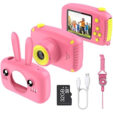 Kids Camera for 3-12 Year Old Girls, Digital Camera Girls Toys 2 inch for Children with 32GB SD Card Birthday Christmas Toy Gifts for 3 4 5 6 7 8 Year Old Girls Birthday Creative Gift Pink Cover