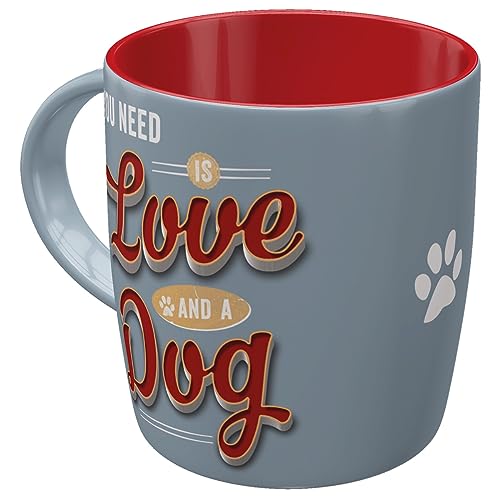 Nostalgic-Art Taza de café Retro, PfotenSchild – Love Dog – Idea de Regalo para los dueños de Perros, Diseño Vintage, cerámica, 330 ml