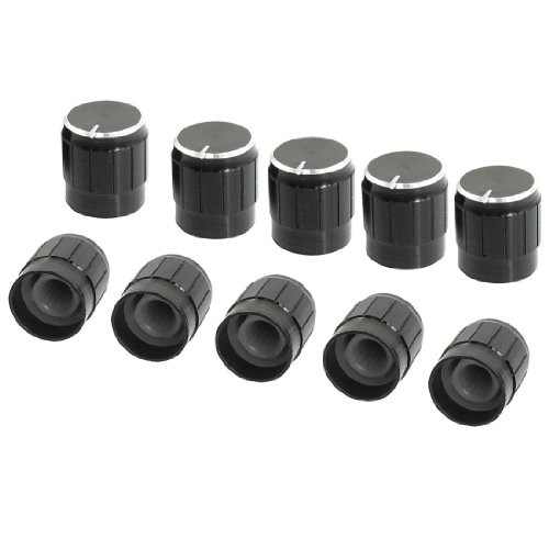 Uxcell a13041000ux0023 Metal 6 mm Knurled Shaft Insert Dia. Potentiometer Control Knobs, 10 Piece, Black