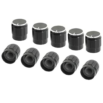 Uxcell a13041000ux0023 Metal 6 mm Knurled Shaft Insert Dia. Potentiometer Control Knobs, 10 Piece, Black