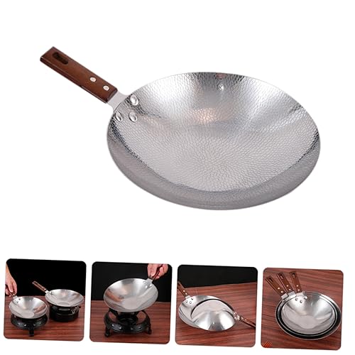 Wok de acero inoxidable 22 cm con mango de madera miniatura 3